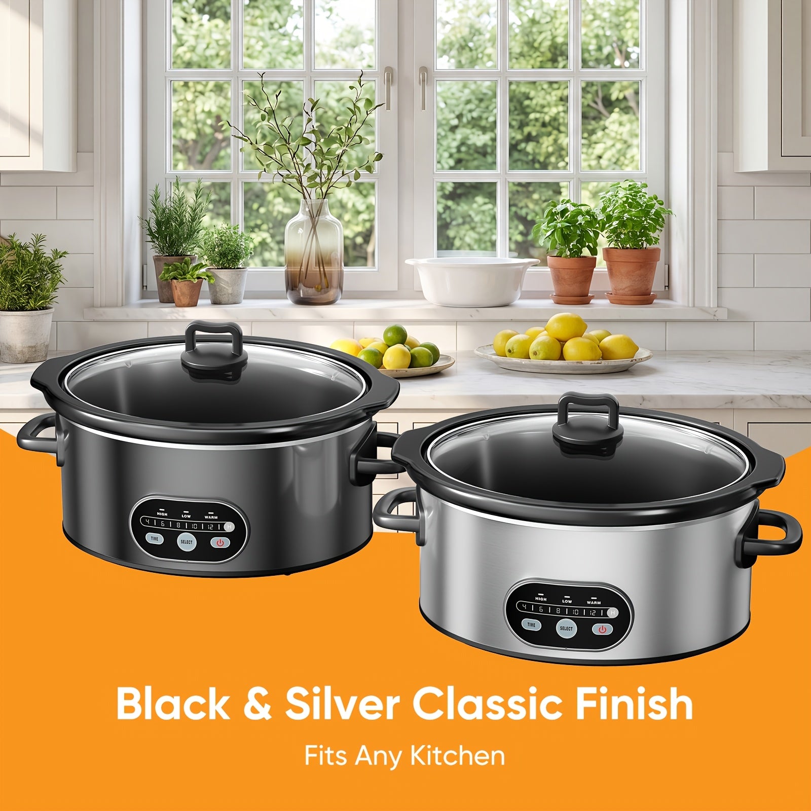 6 8 qt large electric slow cooker 3 heating settings
