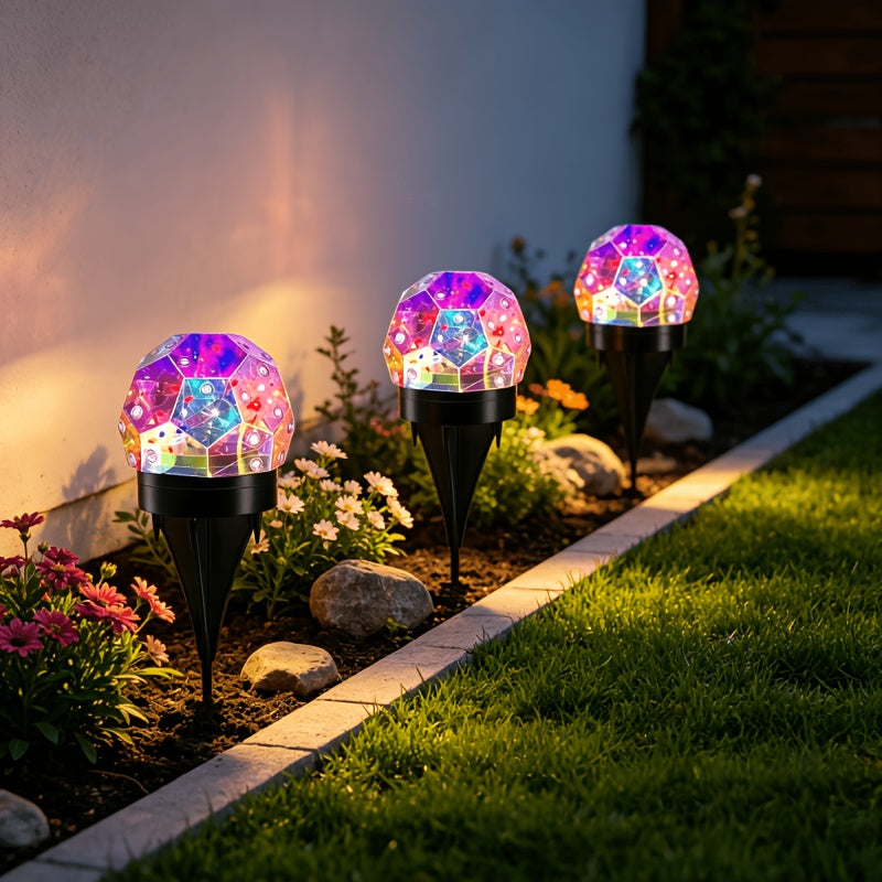 2pcs solar color changing crystal ball ground plug light