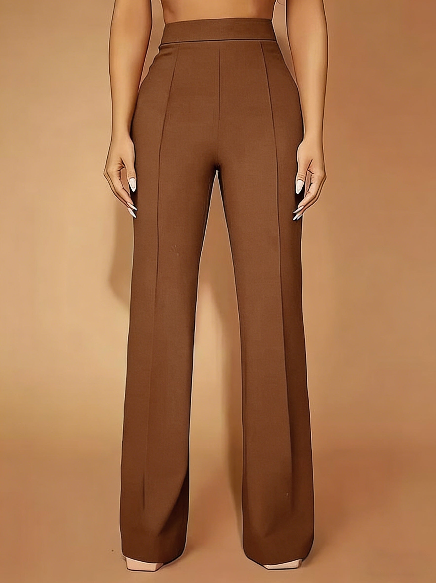 womens high waist wide leg trousers stretchy elastic
