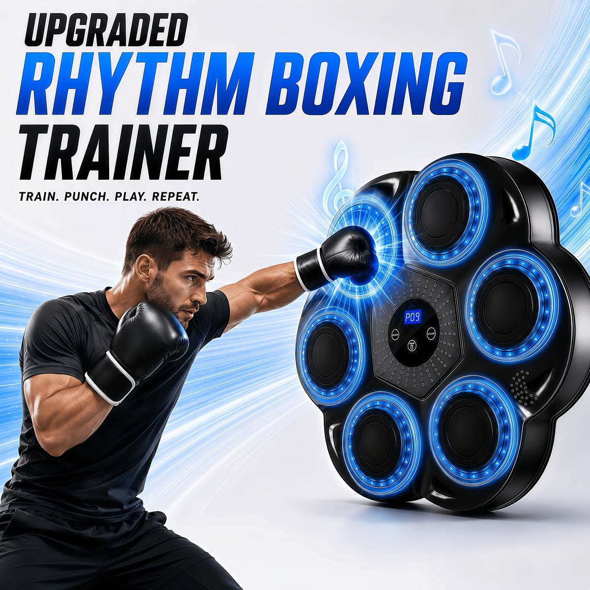 music boxing wall mounted trainer gloves interactive punch