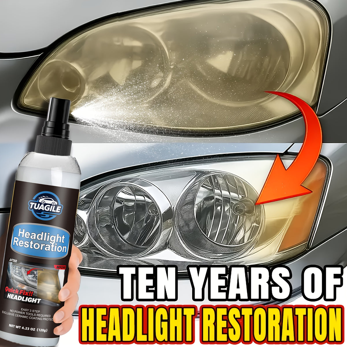 headlights   quickly yellowed