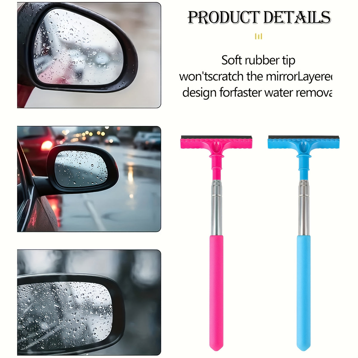 1pc handheld telescopic car brush portable rearview mirror