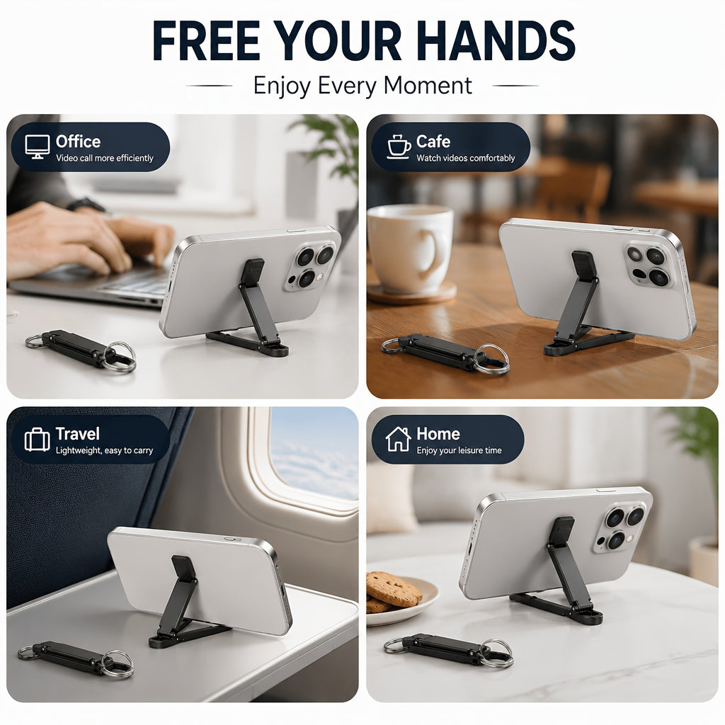 portable foldable mini key chain phone stand built