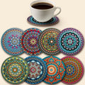 8pcs mandala coasters wooden coaster set essential holiday