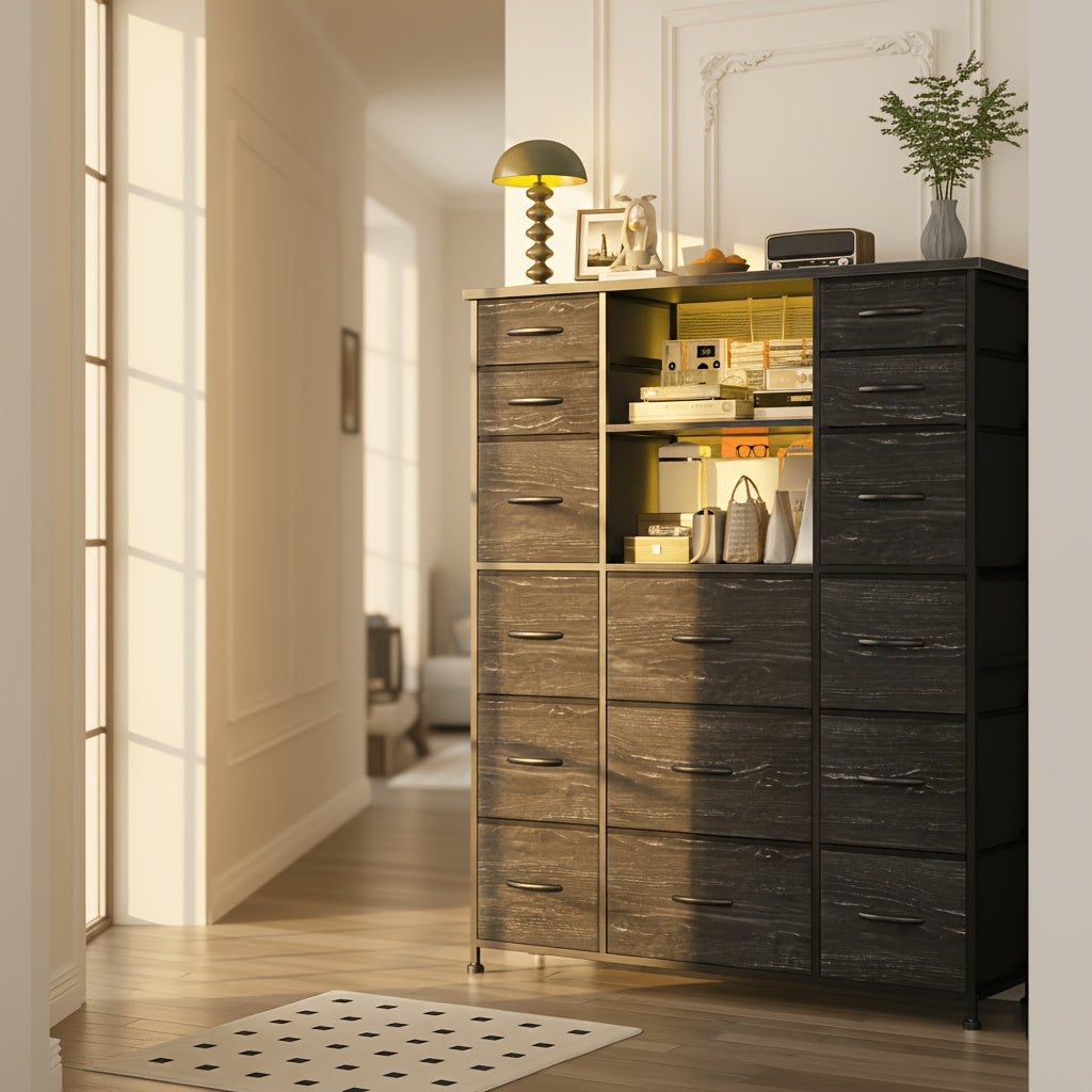 15 drawer tall dresser 20 color led lights bedroom