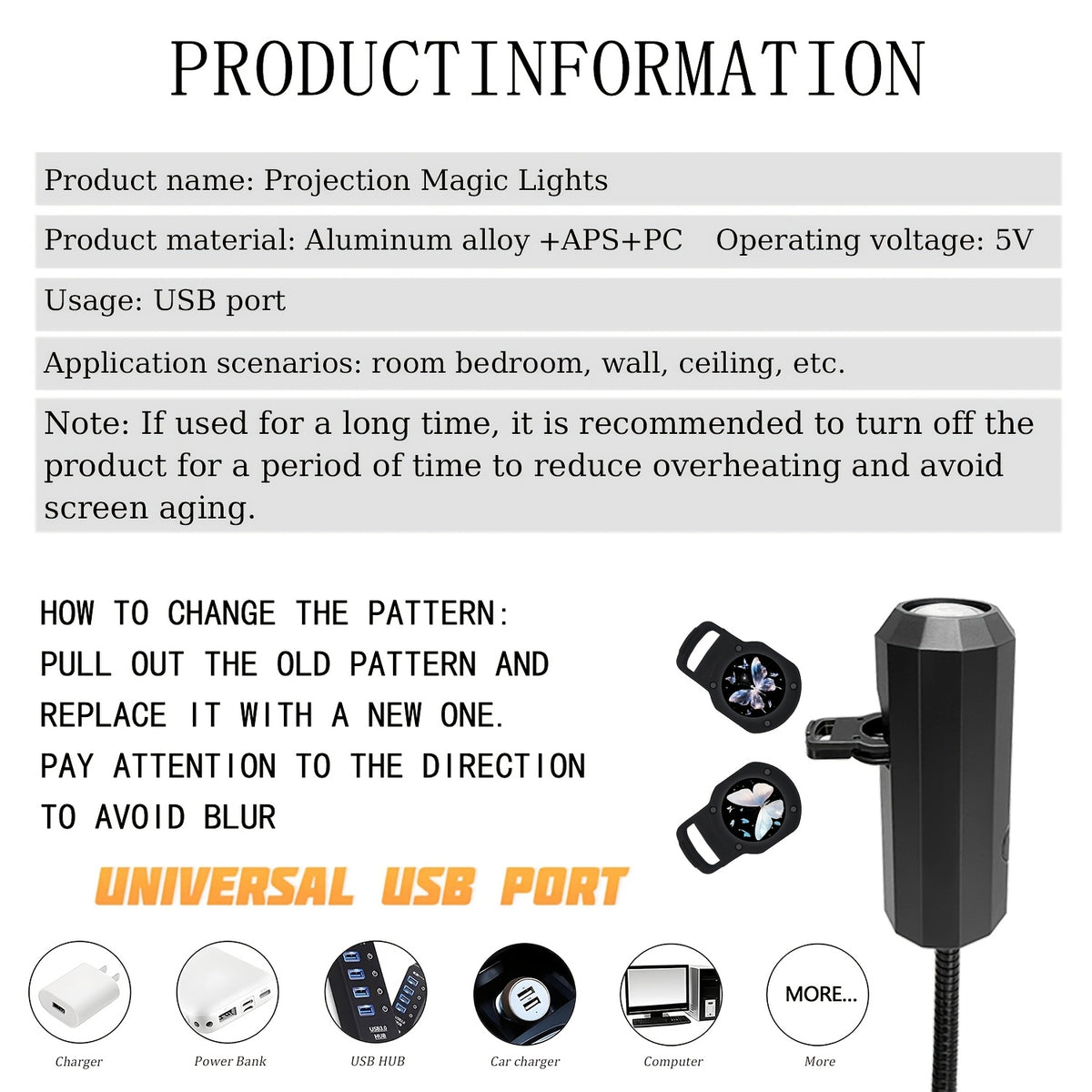 portable led projector light   5 replaceable