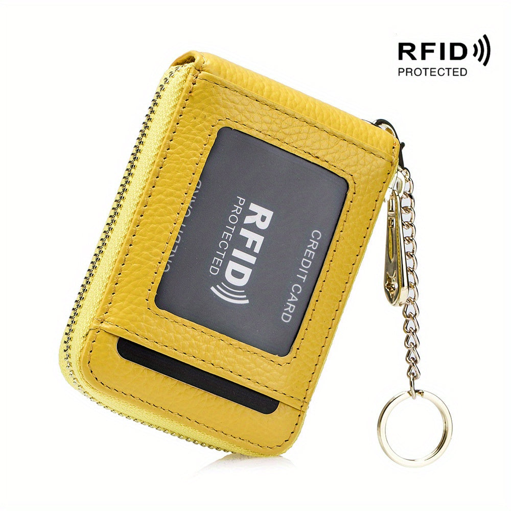 women rfid credit card holder wallet keychain id window