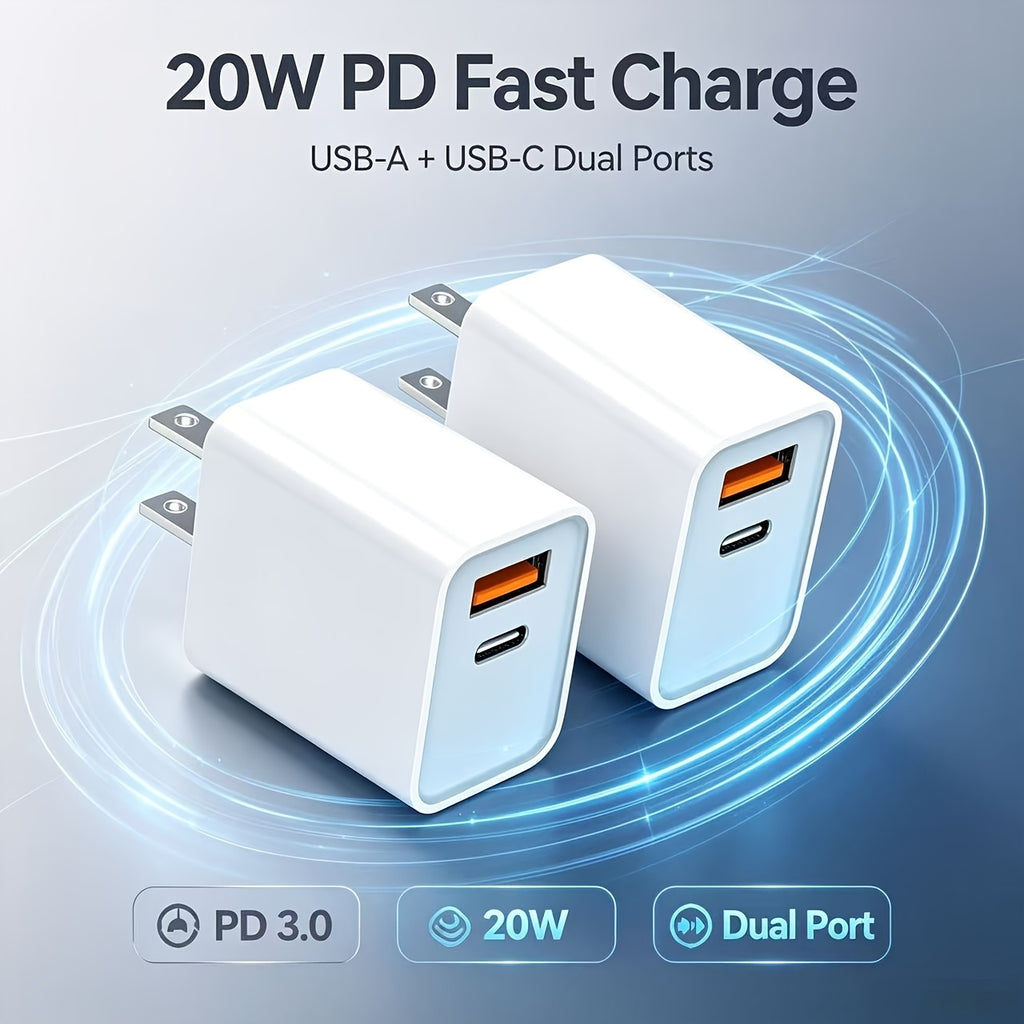20w usb c fast phone charger type c power adapter 2 port