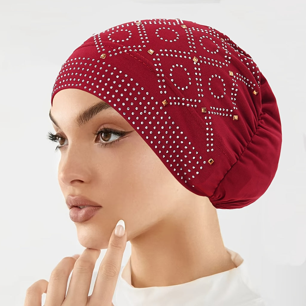 womens fashionable encrusted headscarf hat   hat