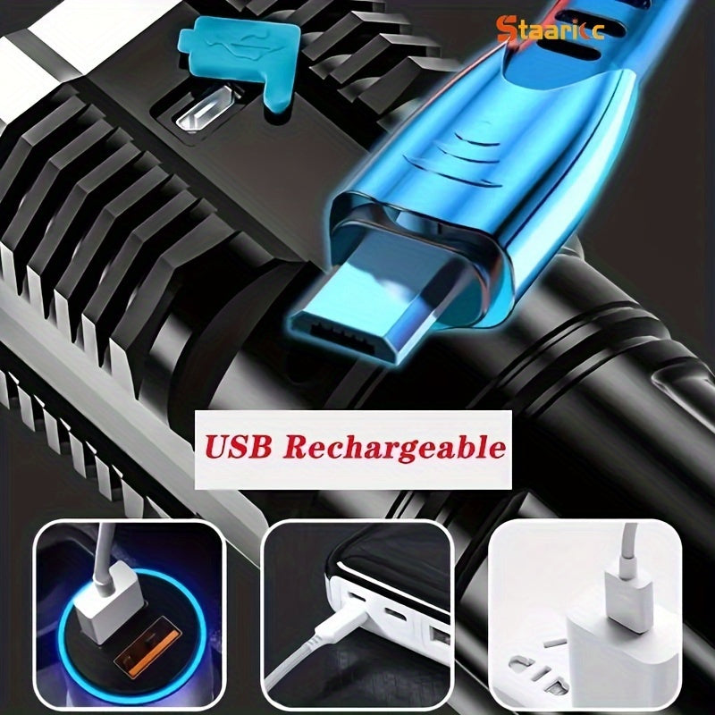 1pc led multifunctional rechargeable flashlight powerful 4