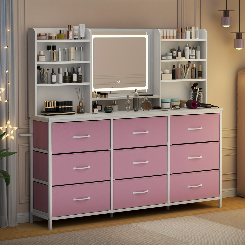 dressing table featuring a   mirror   nine