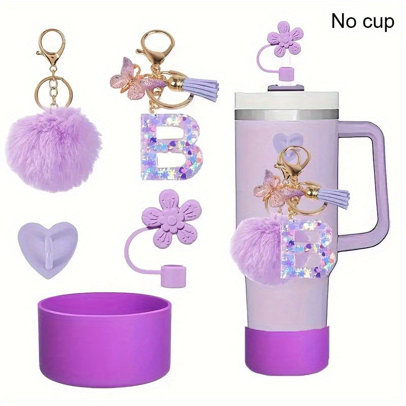 5pcs tumbler handle accessories set including resin alphabet