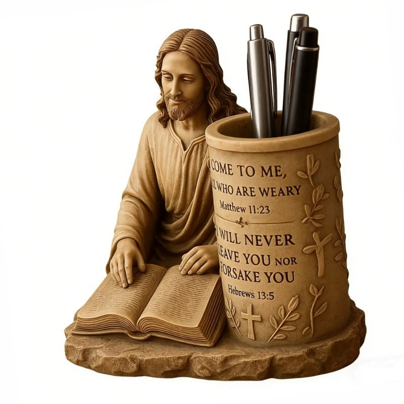 pen holder bible verse vintage enamel statue suitable