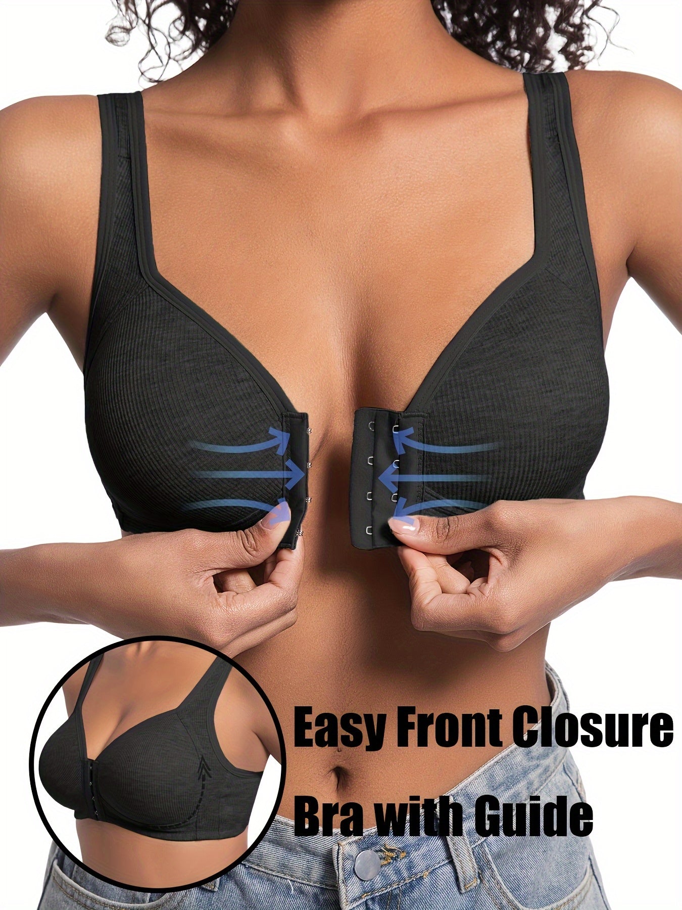 3 pack a womens bra without underwire front closure design