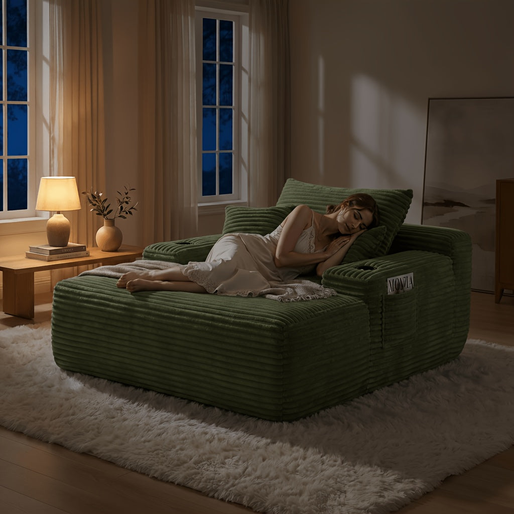 extra large boneless sofa chaise lounge cup holder side
