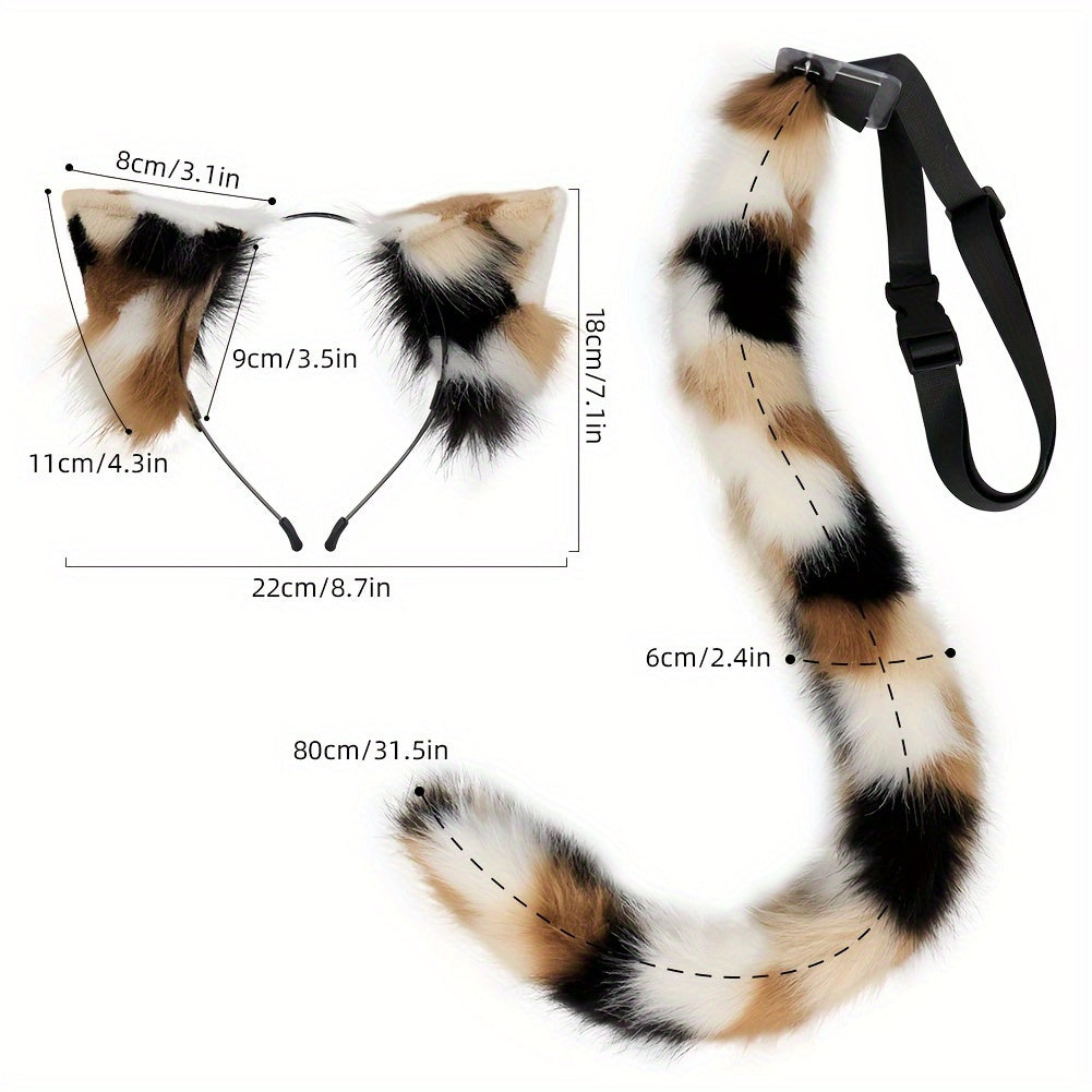 christmas gift 2pcs plush cat set fluffy ear headband
