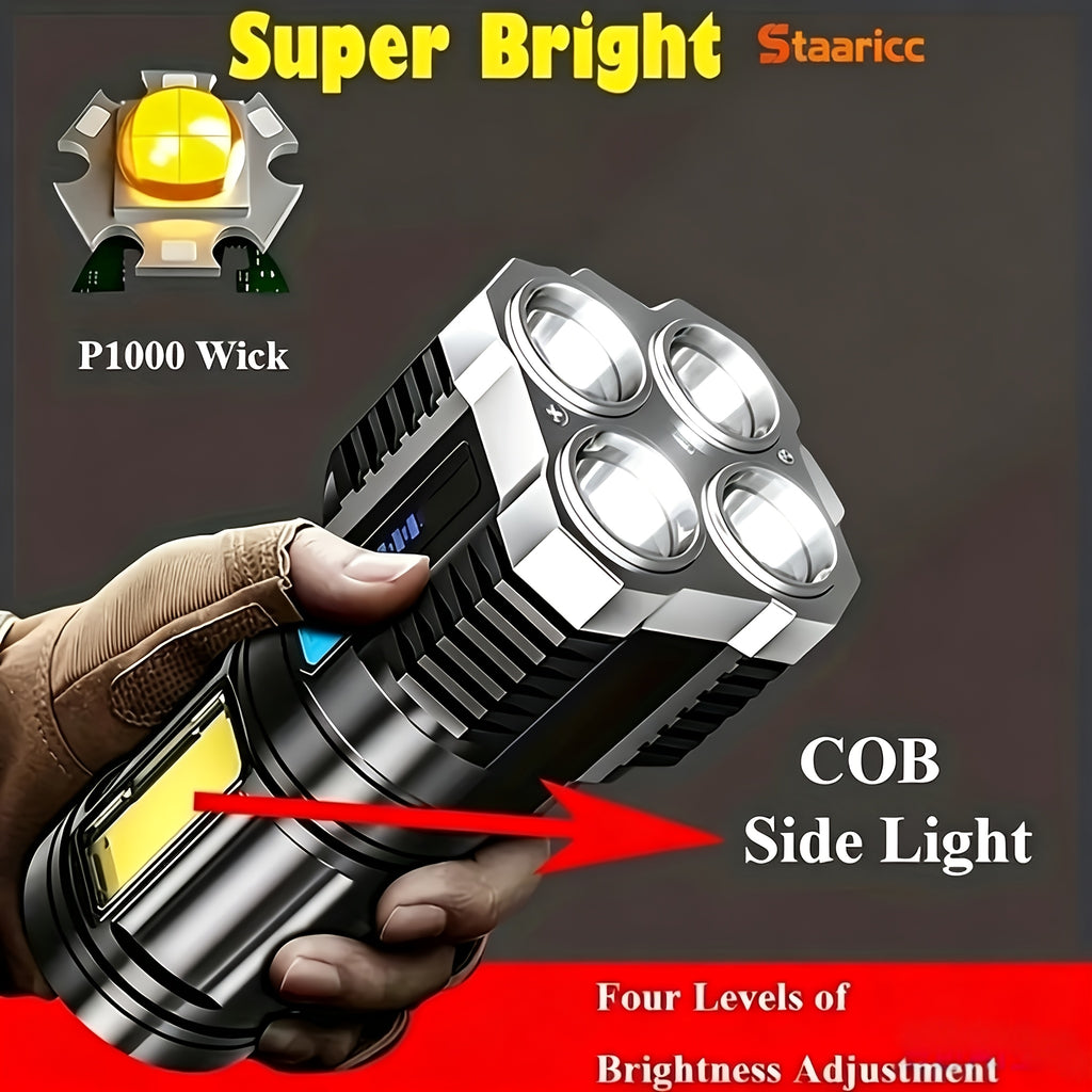 1pc led multifunctional rechargeable flashlight powerful 4