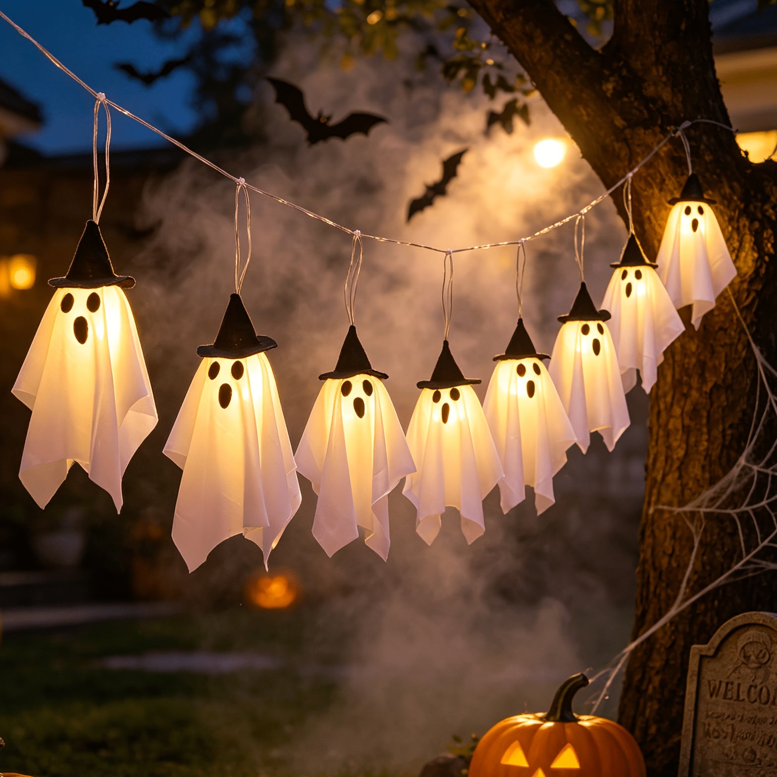 2026 new style 1 set 8 hanging halloween lights   hat