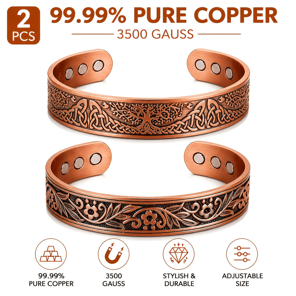 2pcs vintage red copper open end