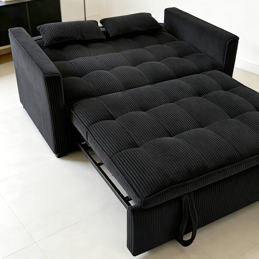 3 in 1 convertible sofa bed 54 inch striped velvet pull sofa