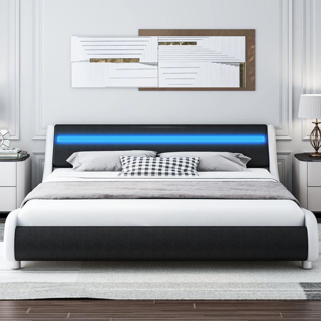 modern upholstered led bed frame adjustable headboard