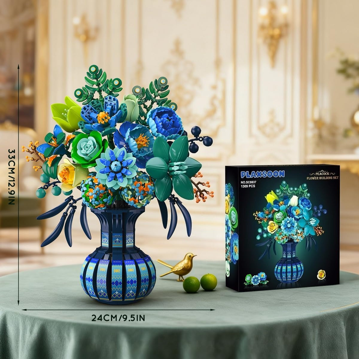 1309pcs scale artificial flower building vase peacock plant