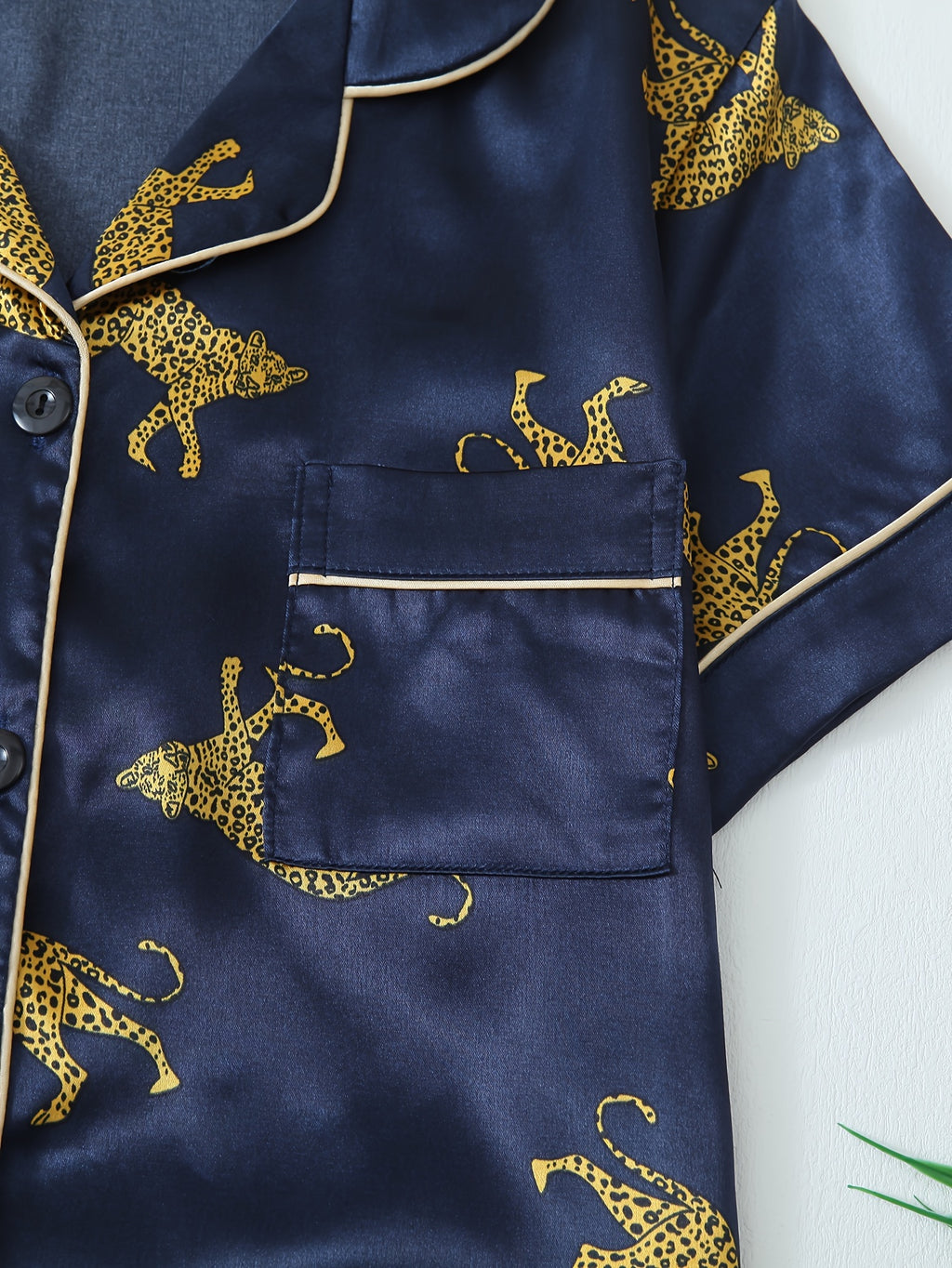 satin leopard print womens pajama set | temu Temu