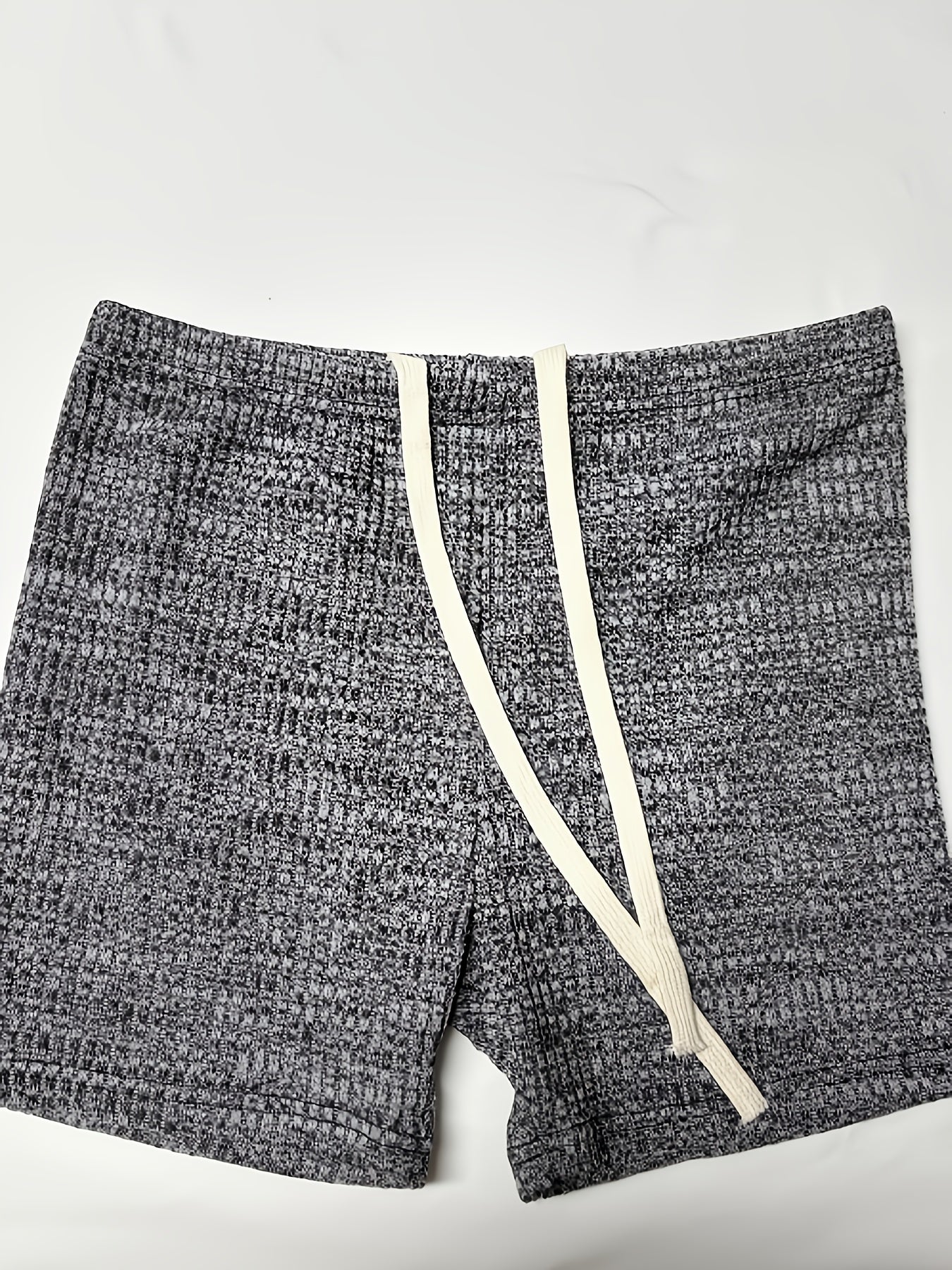 mens   ribbed knit athletic shorts elastic