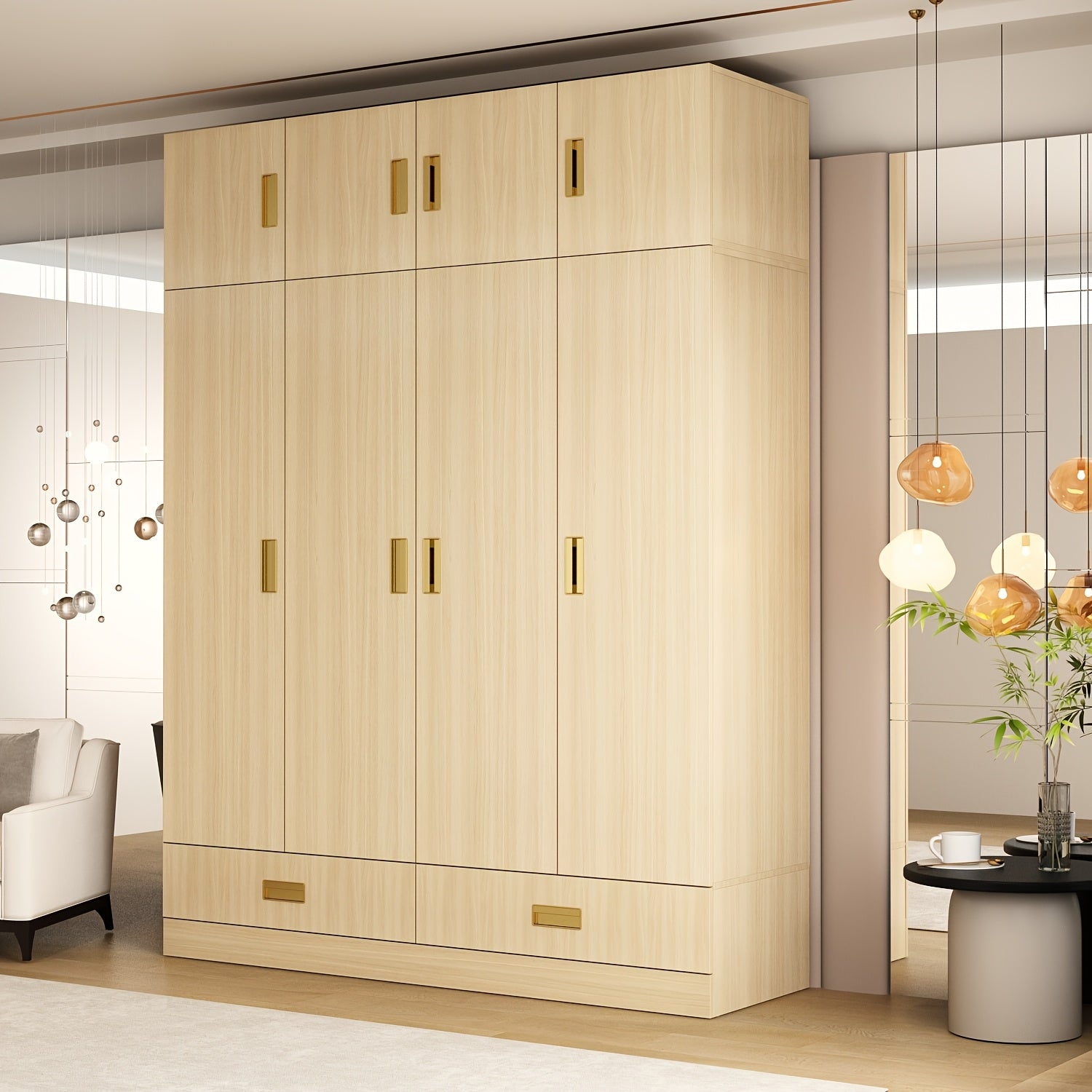 modern 4 door wardrobe   closet 2 drawers cubic