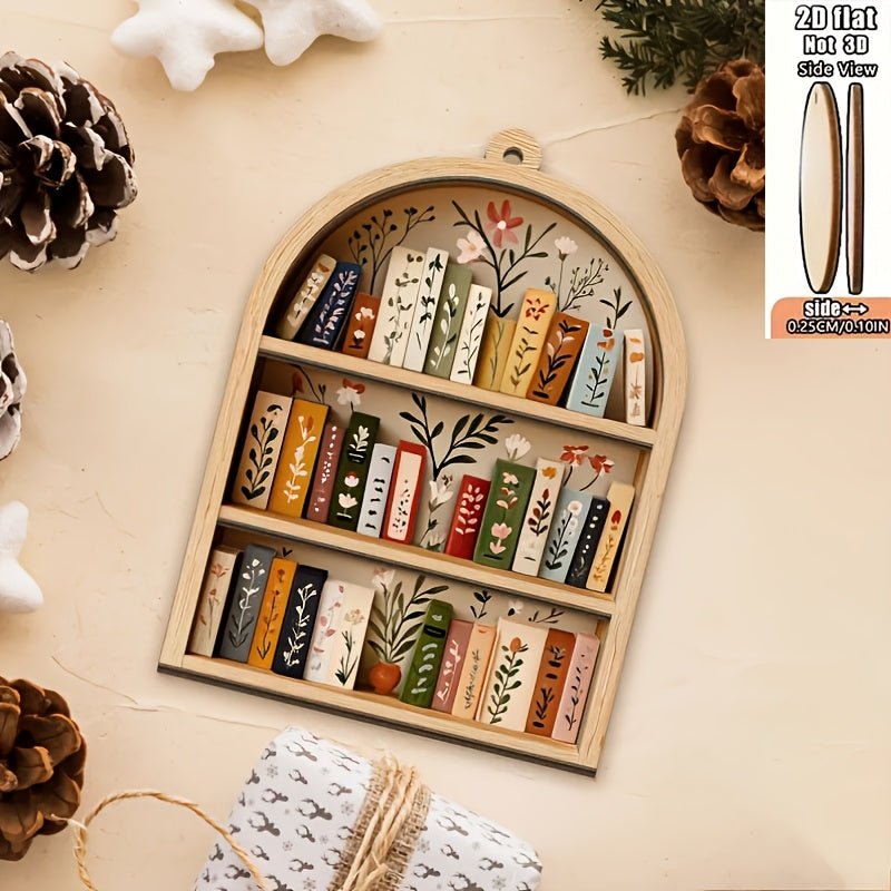 2d flat christmas bookshelf wooden hanging ornaments