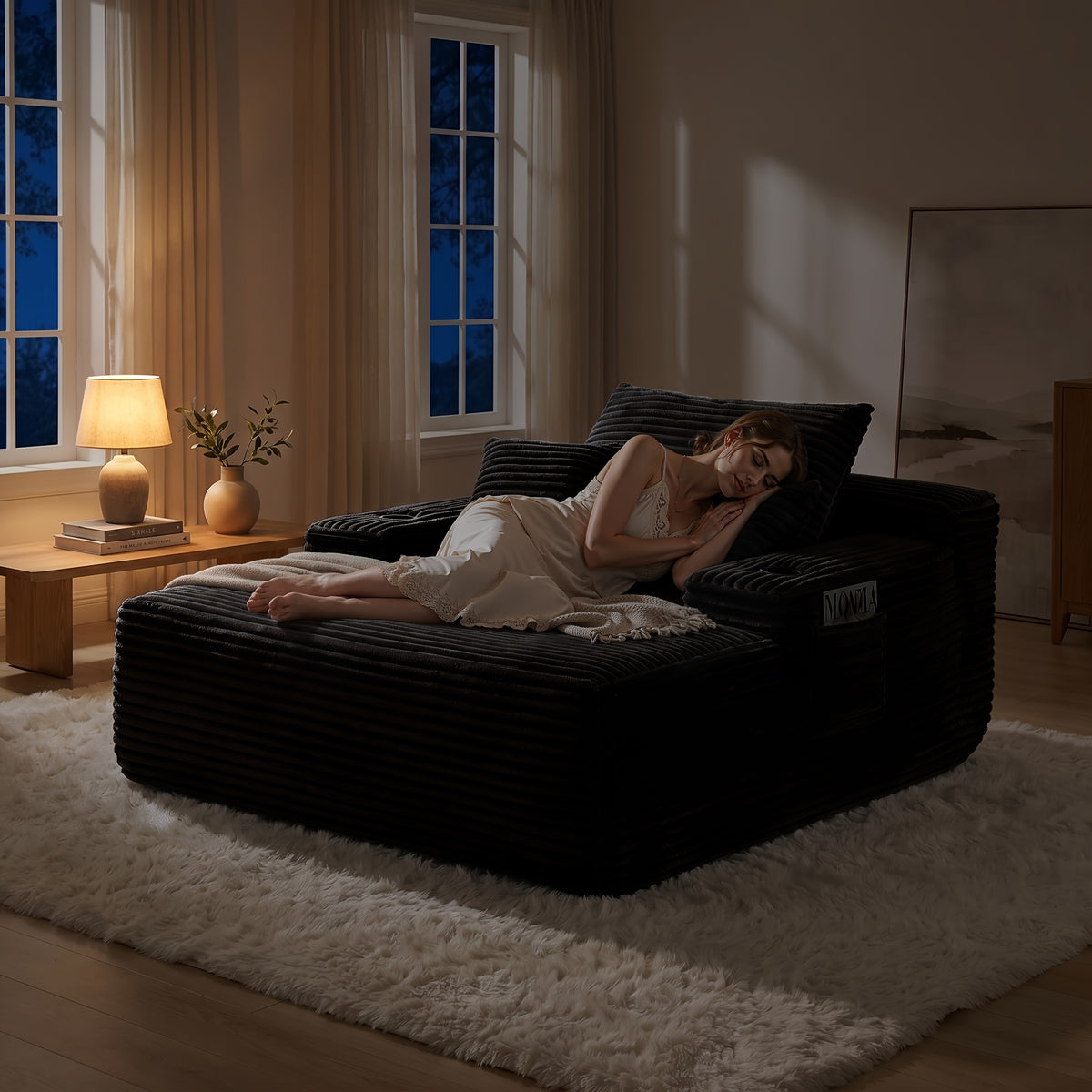 extra large boneless sofa chaise lounge cup holder side