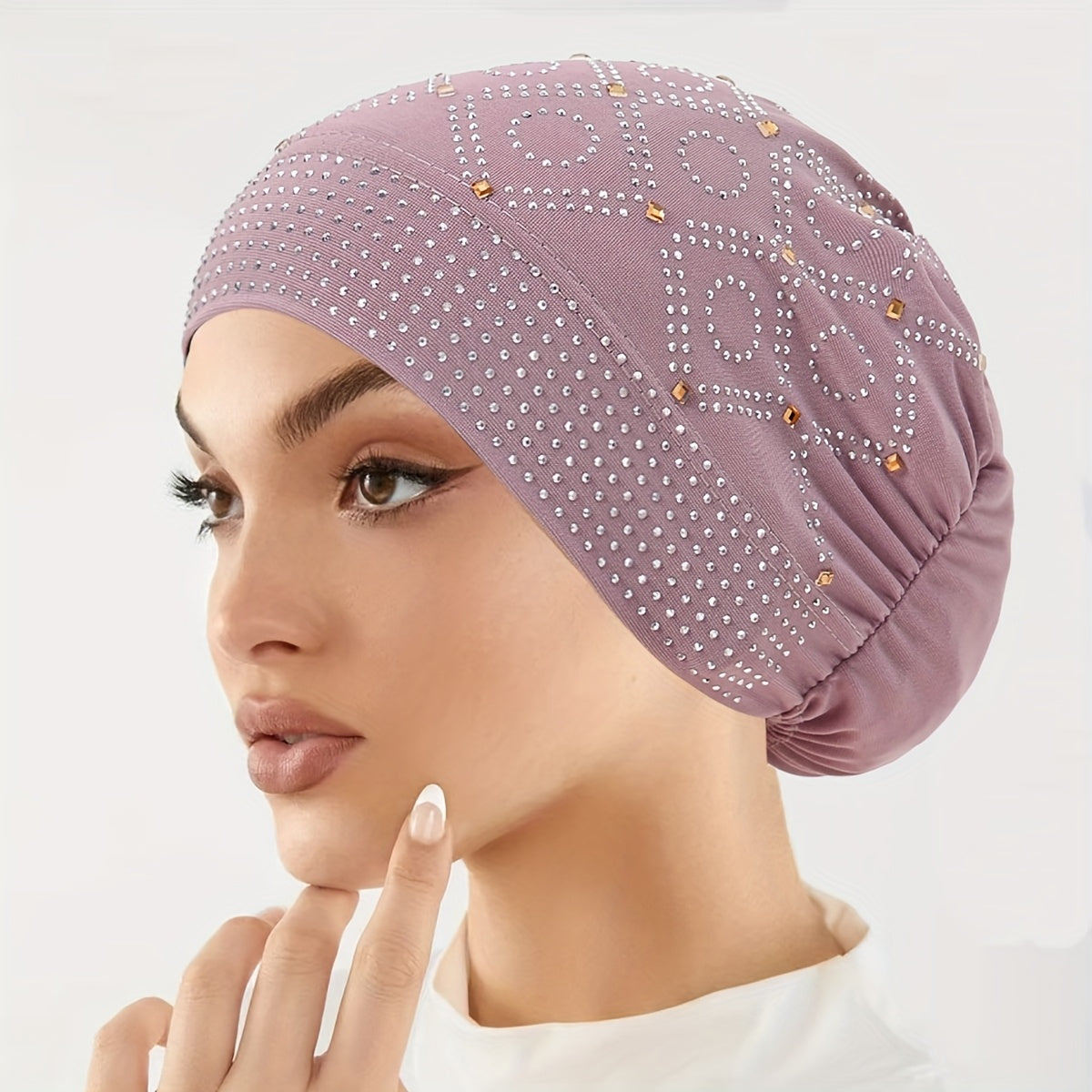 womens fashionable encrusted headscarf hat   hat