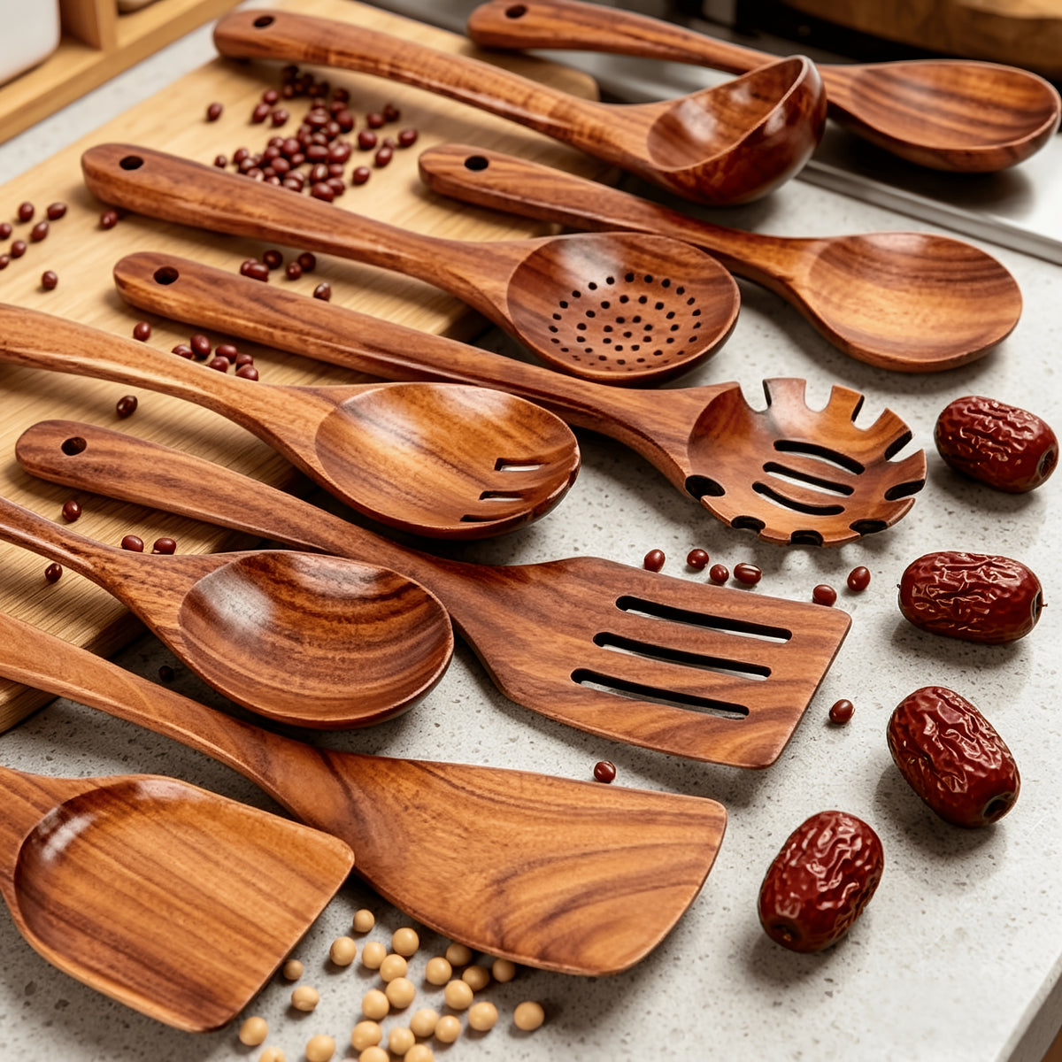 10 4 piece wooden kitchen utensil set natural wooden spoons