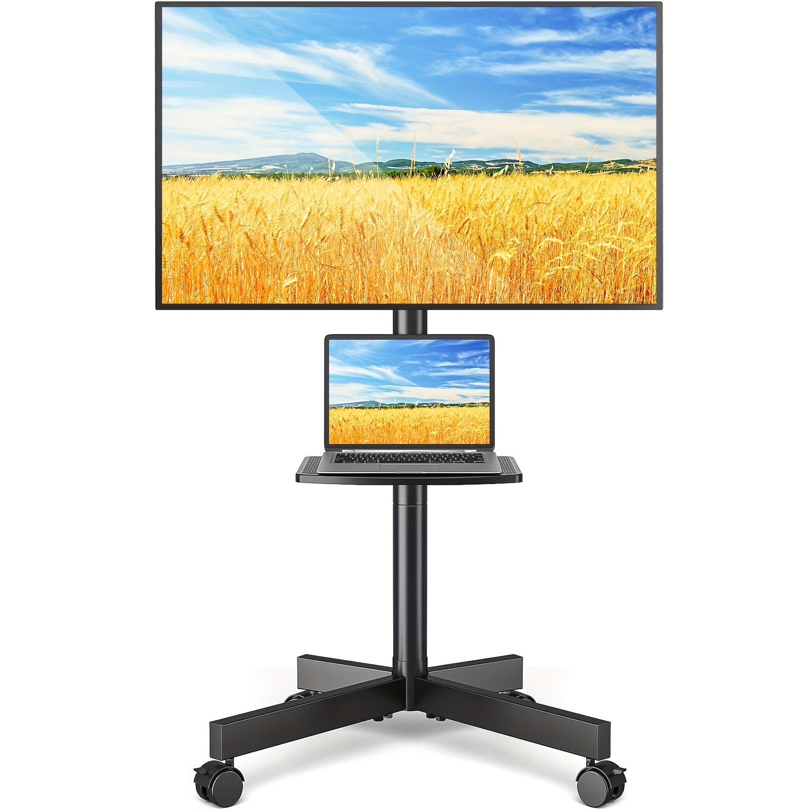 height adjustable mobile tv cart wheels 23 60 inch tvs