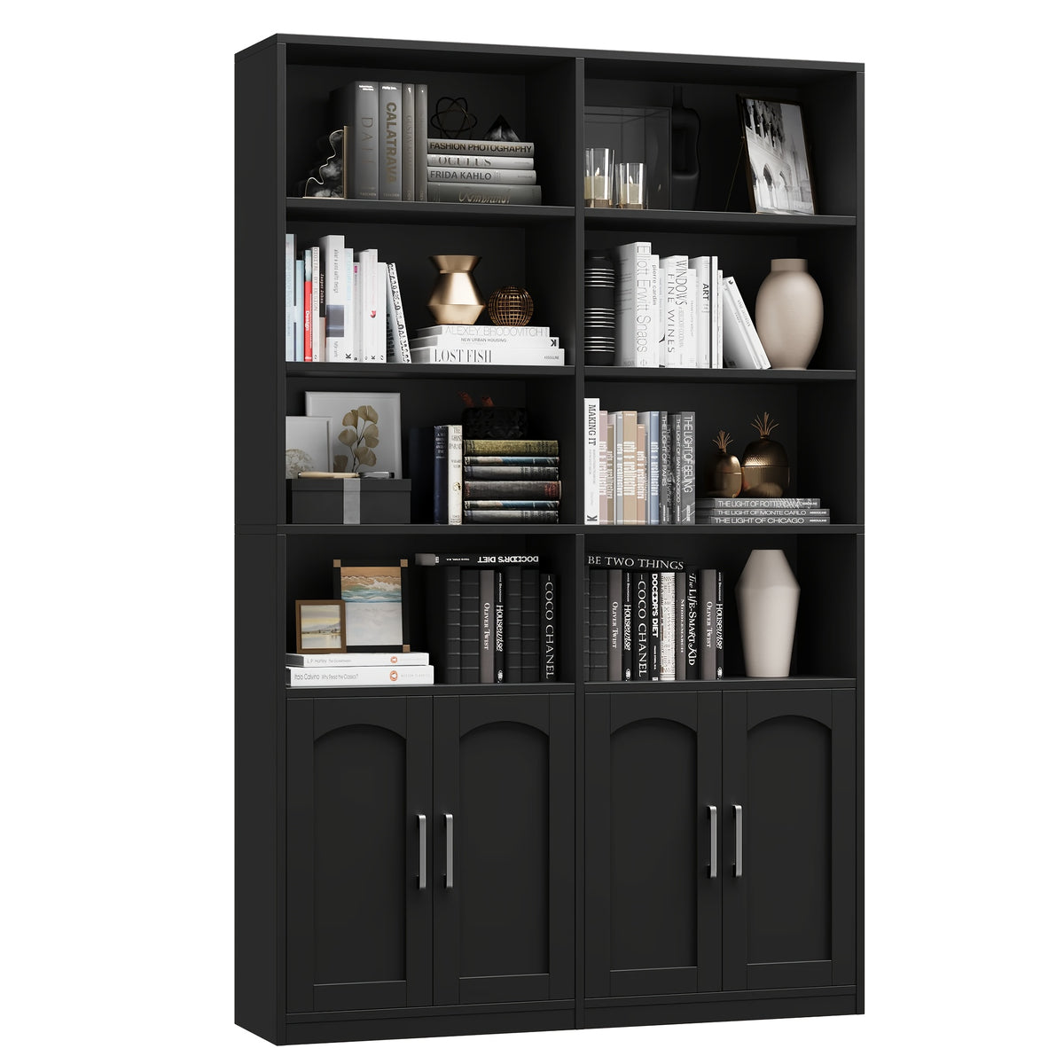fultru bookshelf bookcase doors 6 tier   large