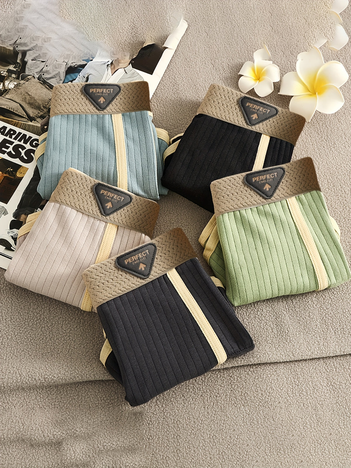 3pcs men   s underwear ribbed striped casual boxer briefs