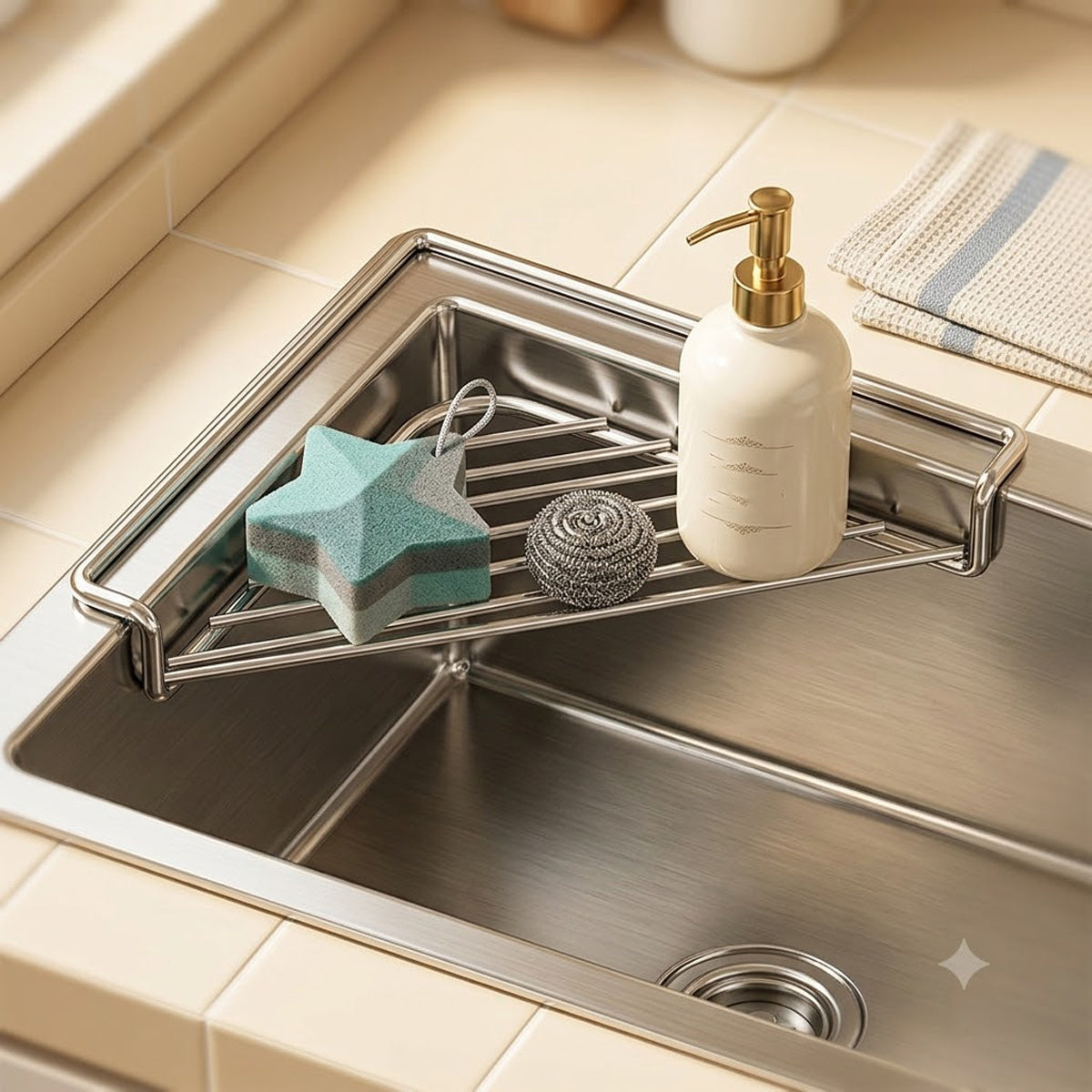 1pc corner sink storage rack heavy duty stainless steel sink