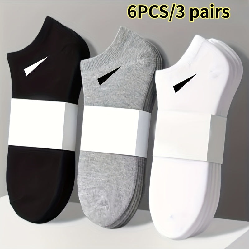 6pcs 3pairs mens heavy duty polyester fiber no show socks