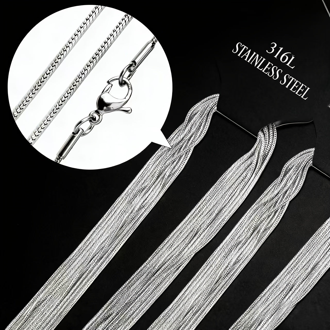 1pc 316l stainless steel thin   chain necklace 2mm