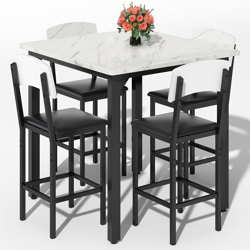 5pcs dining table chair set 1 counter height table 4
