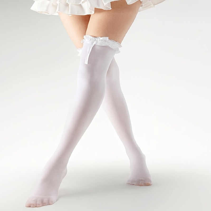 1 pair bow lace knee socks perfect   retro y2k