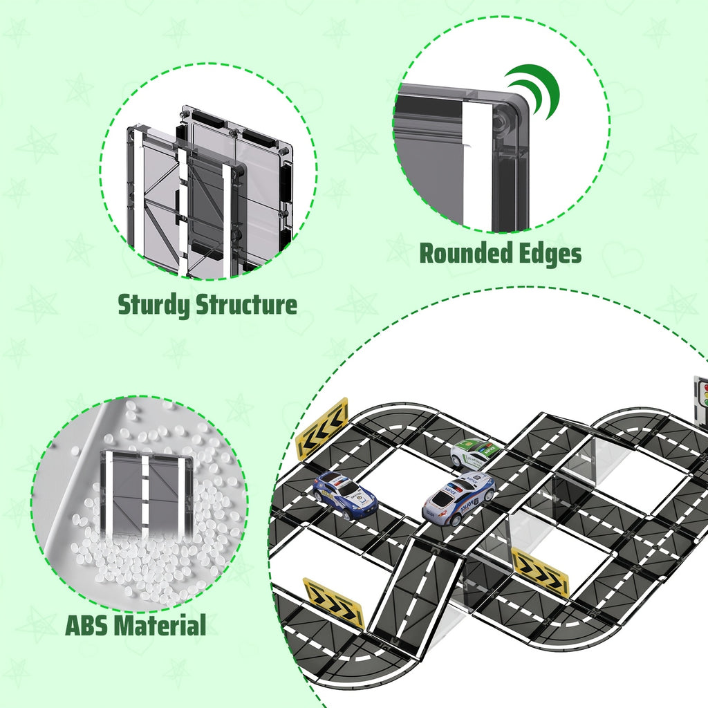 44pcs magnetic track set pulling small cars magnetic