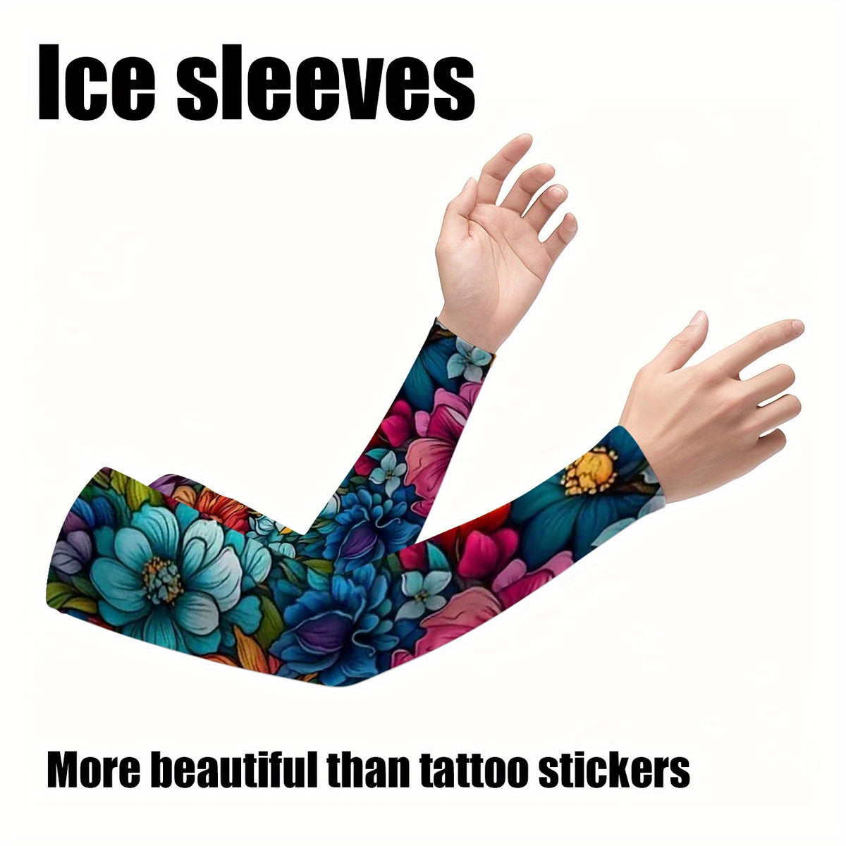 a pair stylish floral arm tattoo sleeves men women featuring