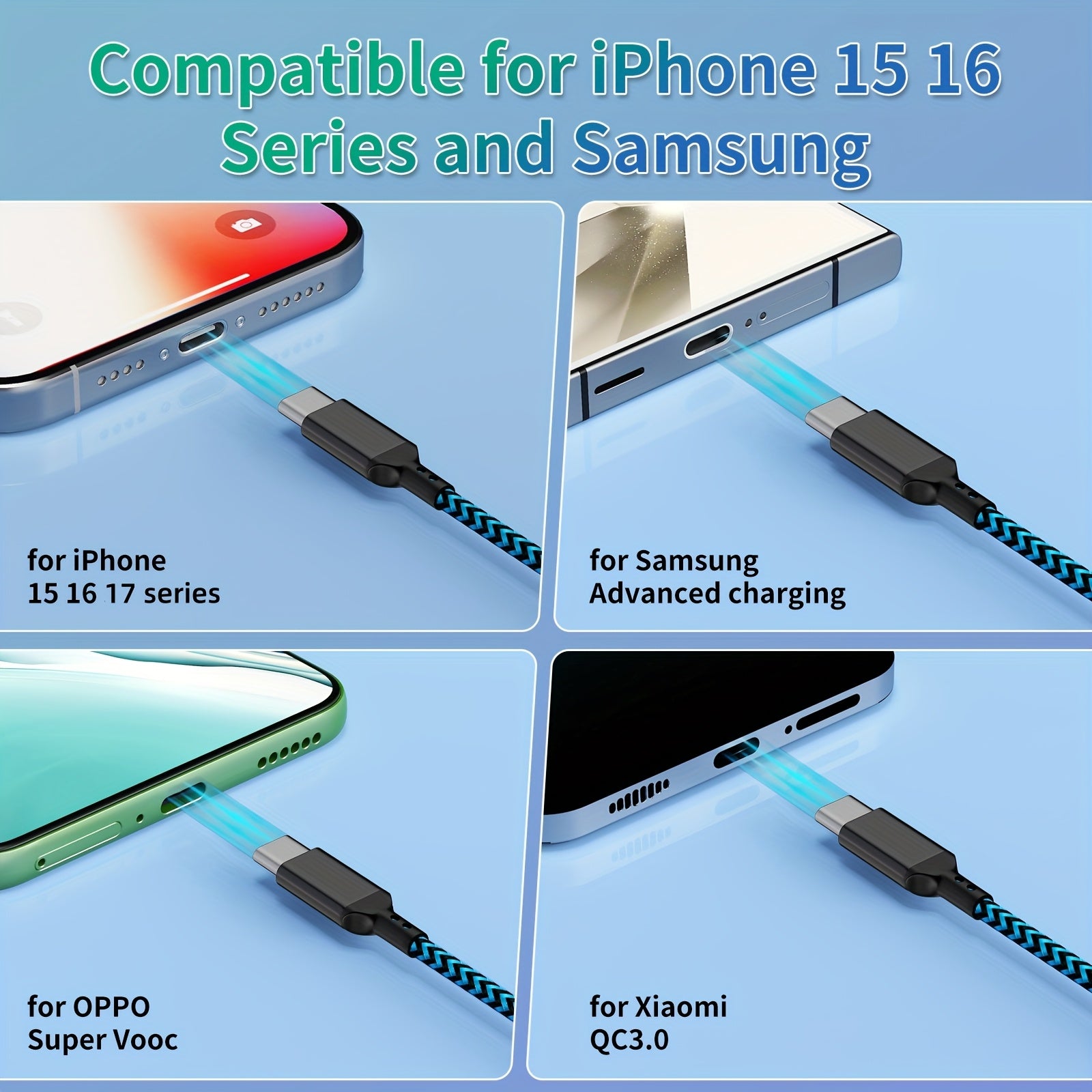type c charger fast charging usb type c cable braided super