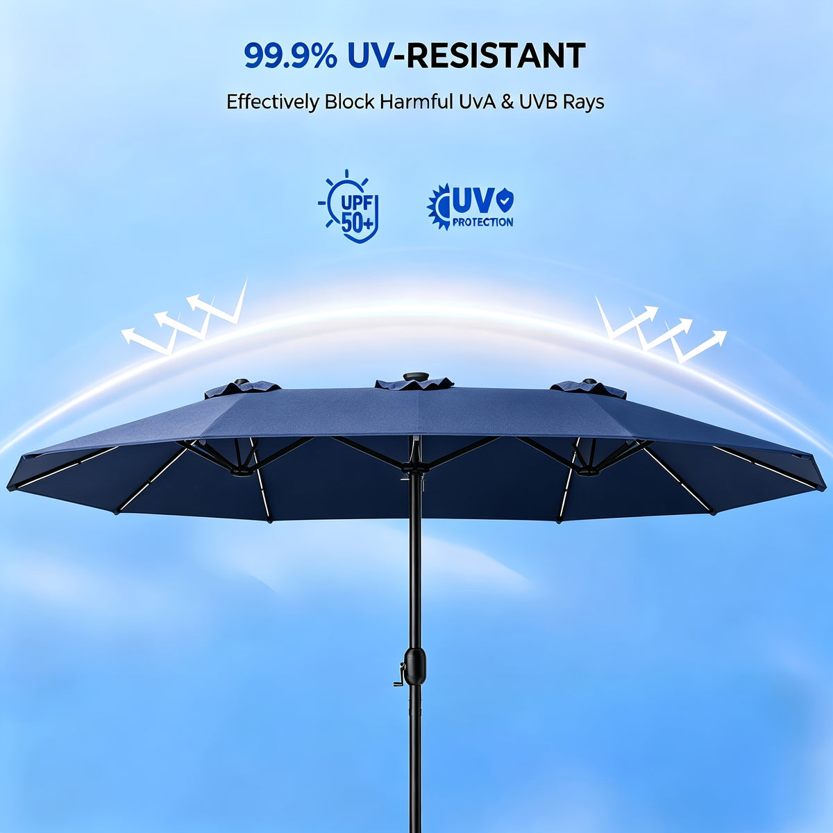 15ft double sided patio umbrella rgb solar colorful lights