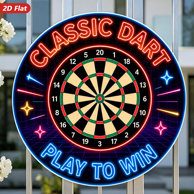 2d flat 1pc retro   game wall sign round dartboard