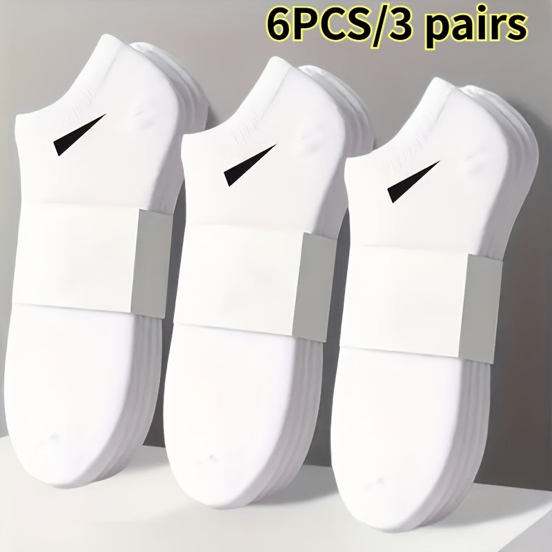 6pcs 3pairs mens heavy duty polyester fiber no show socks