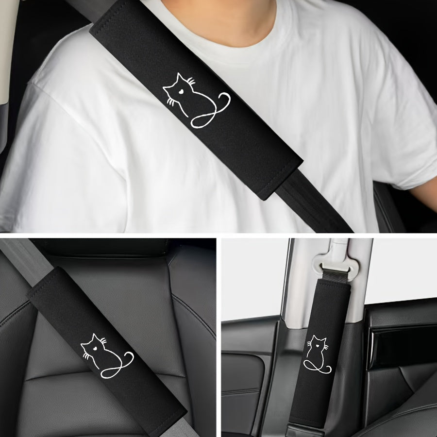 2pcs cat embroidery pattern car seat belt shoulder pads seat