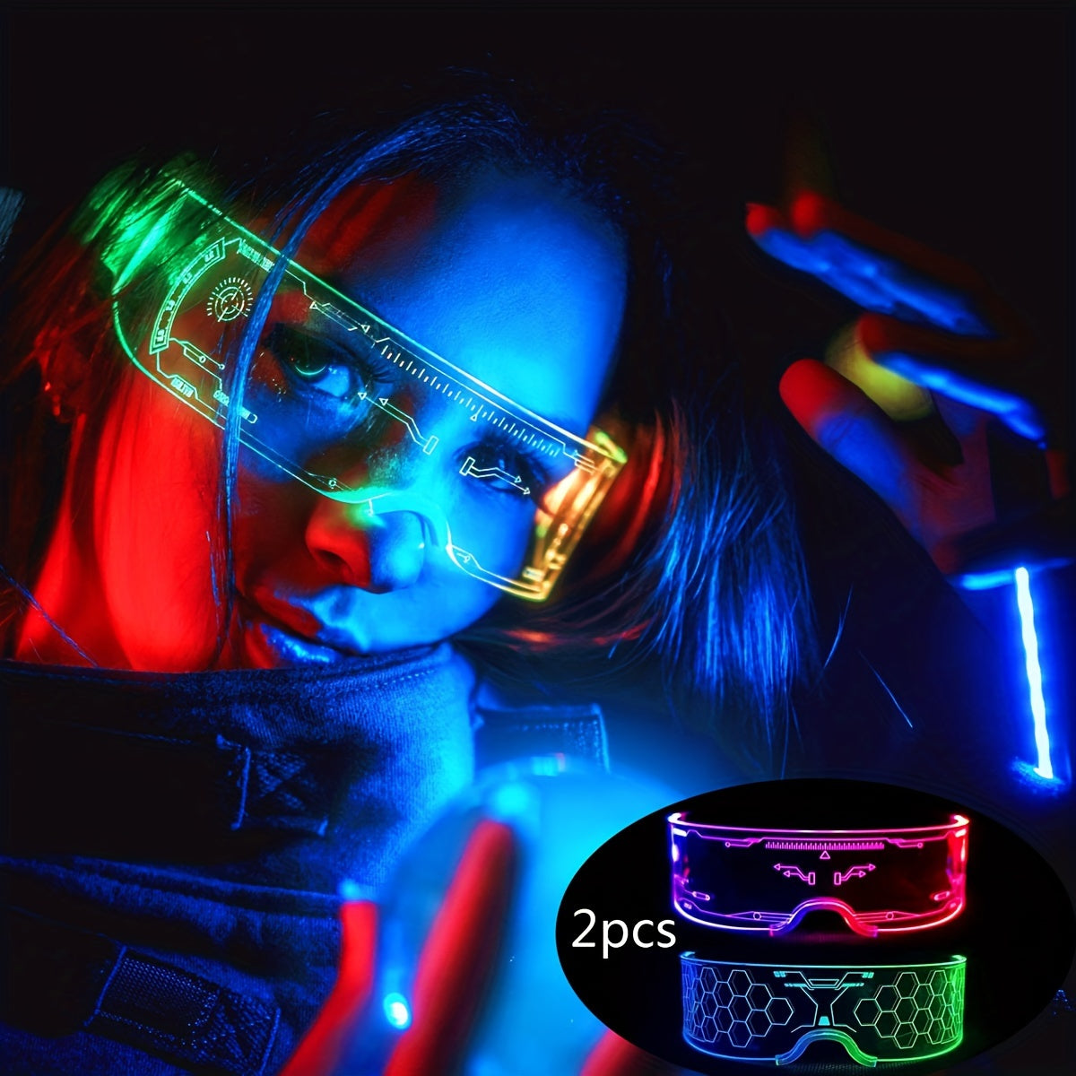 led visor glasses featuring   colors