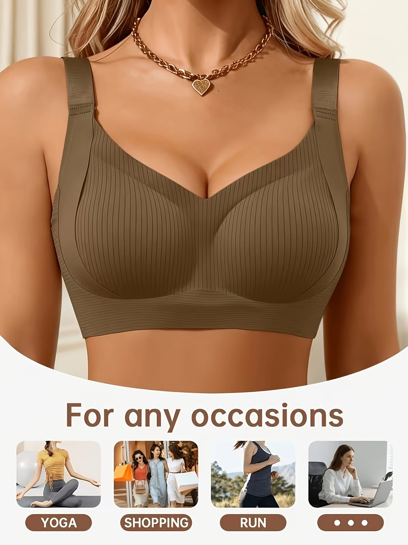 1pc womens vertical ribbed seamless bra adjustable
